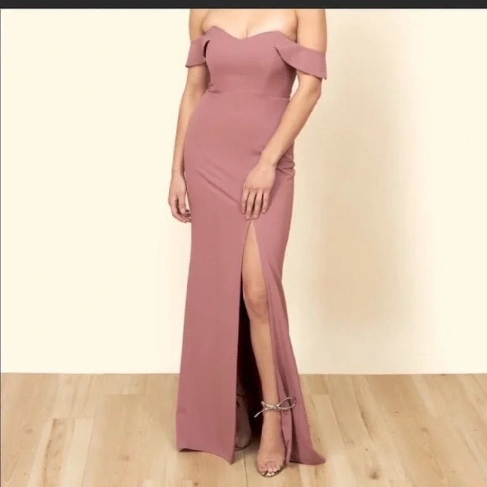 Park and fifth Whitney Off-Shoulder floor length maxi Mauve Dress